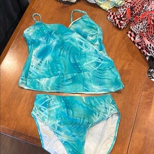 Blue and White Tankini Set